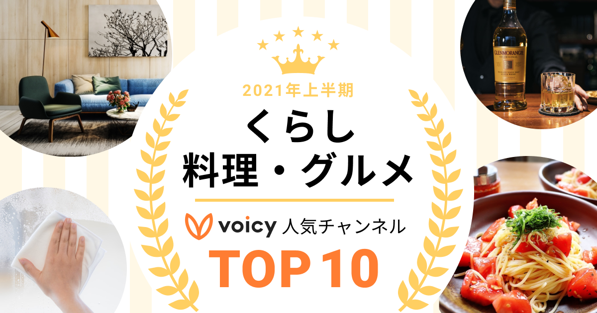 2021年上半期【くらし&料理・グルメ】Voicy人気チャンネルTOP10を発表!